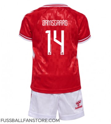 Dänemark Mikkel Damsgaard #14 Replik Heimtrikot Kinder EM 2024 Kurzarm (+ Kurze Hosen)